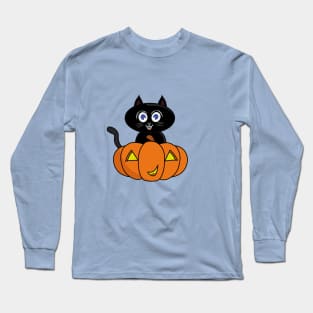 Cute Black Cat Halloween Long Sleeve T-Shirt